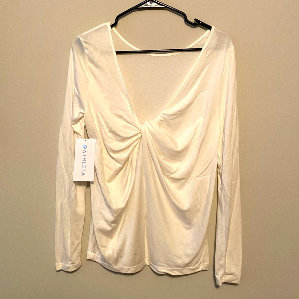 Bright White, small Athleta waterfall top